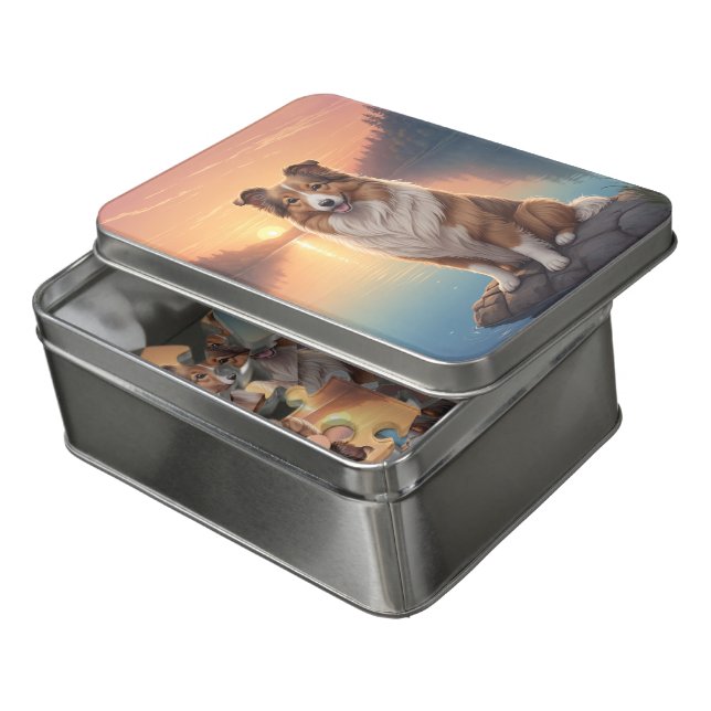 Collie dog jigsaw puzzle (Lid Open)
