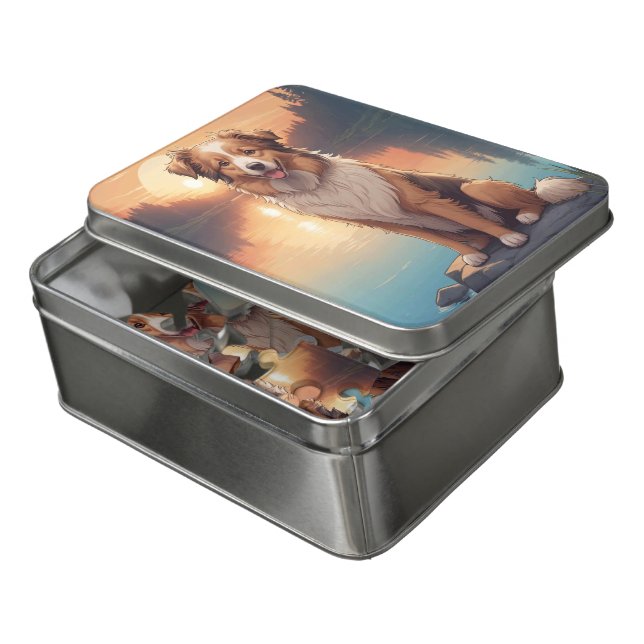 Collie dog jigsaw puzzle (Lid Open)