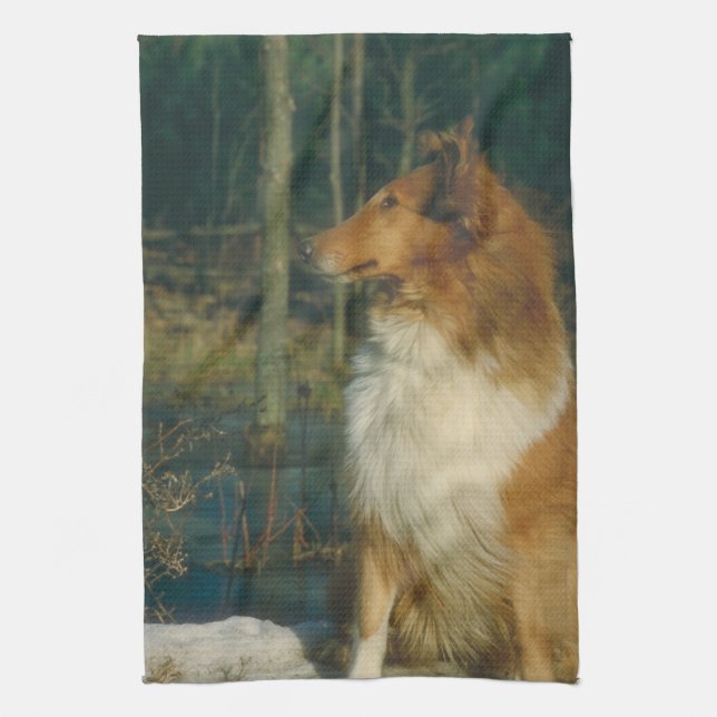 Collie Dog Kitchen Towel (Vertical)
