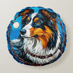 Collie Dog Lover Gift Round Pillow