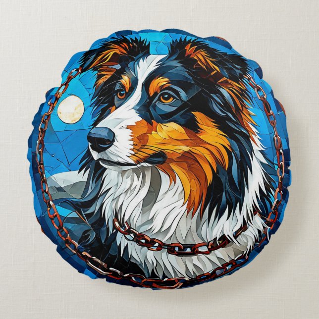 Collie Dog Lover Gift Round Pillow (Front)