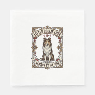 Collie Dog Lover Shirt with Vintage Engraving Quot Napkins