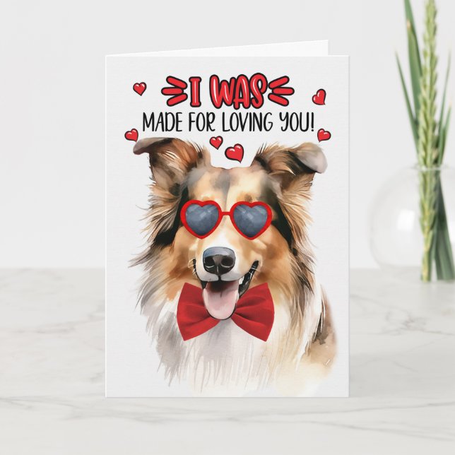 Collie Dog Made for Loving You Valentine Holiday Card (Front)
