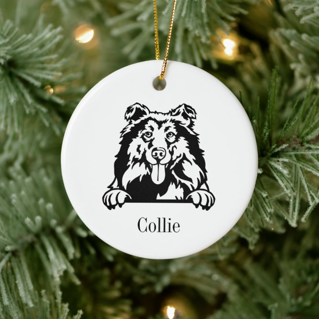 Collie dog personalized pet ornament, Cu Ceramic O Ornament (Tree)