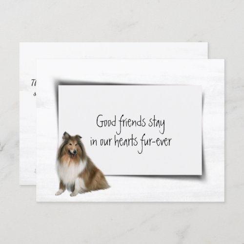 Collie Dog Pet Sympathy Loss Postcard