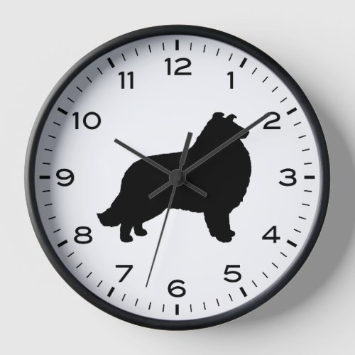 Collie Dog Silhouette with Numbers and Minutes Clock