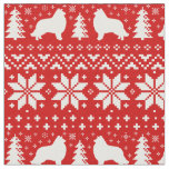 Collie Dog Silhouettes Christmas Holiday Patterned Fabric