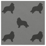 Collie Dog Silhouettes Grey and Black Patterned Fabric