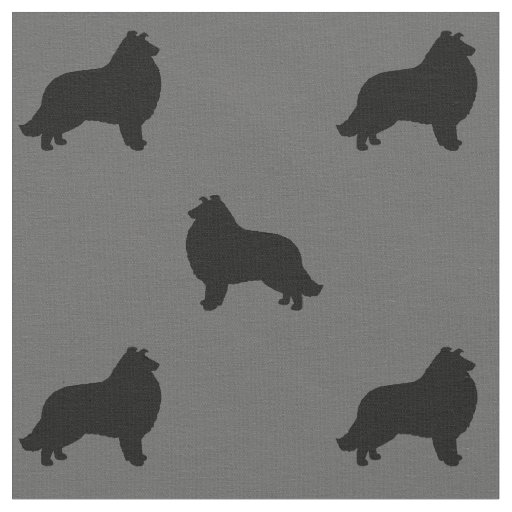 Collie Dog Silhouettes Grey and Black Patterned Fabric