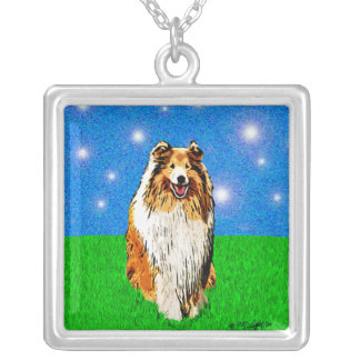 Collie Dog: Silver Pendant Necklace