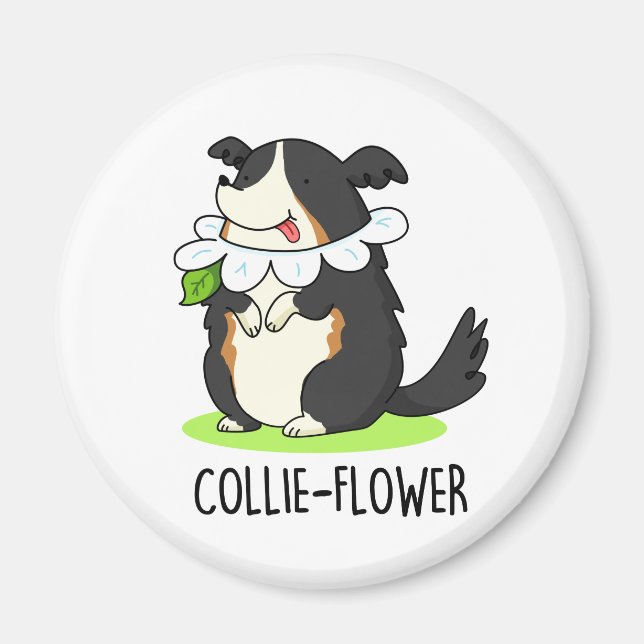 Collie-flower Funny Border Collie Dog Pun  Magnet (Front)