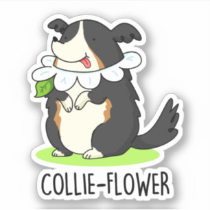 Collie-flower Funny Border Collie Dog Pun Sticker