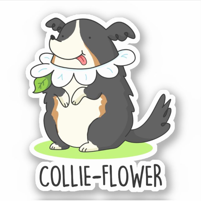 Collie-flower Funny Border Collie Dog Pun  Sticker (Front)