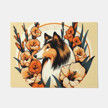 Collie Gladiolus Collies Dog Art                   Doormat by BoogieMonst at Zazzle