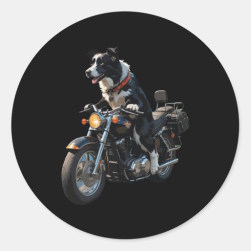 Collie Harley Davidson  Classic Round Sticker