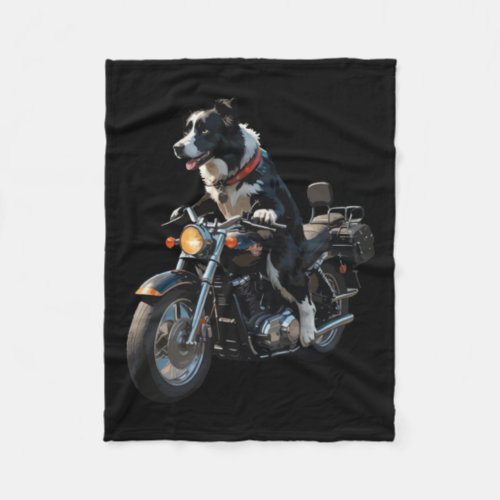 Collie Harley Davidson  Fleece Blanket