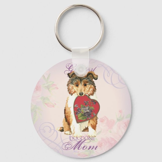 Collie Heart Mom Keychain (Front)