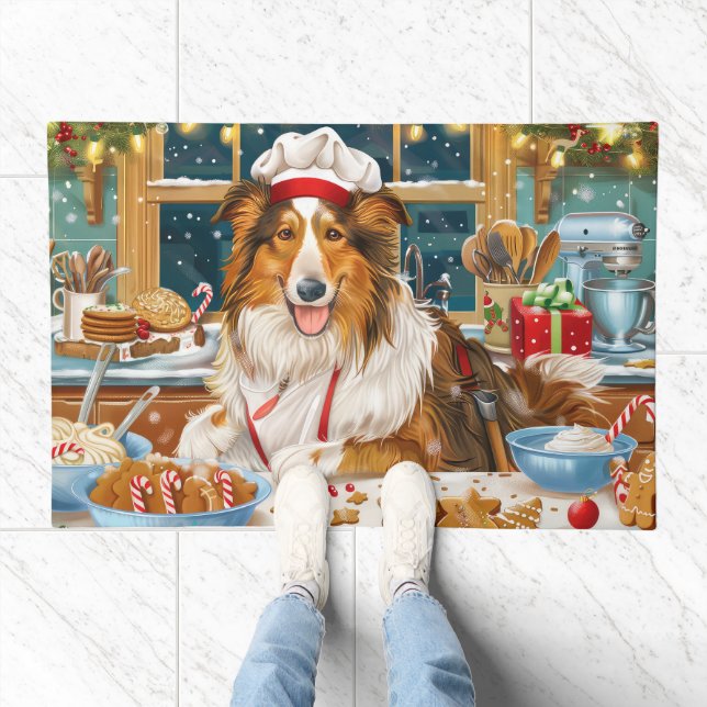 Collie Holiday Baking: Festive Christmas Doormat (Indoor)