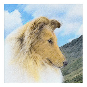 Collie in Mountains (Rough) Painting - Dog Art