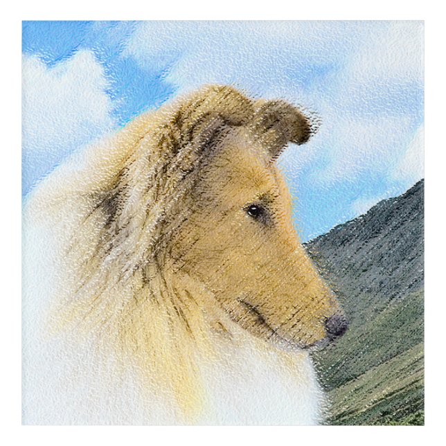 Collie in Mountains (Rough) Painting - Dog Art (Front)