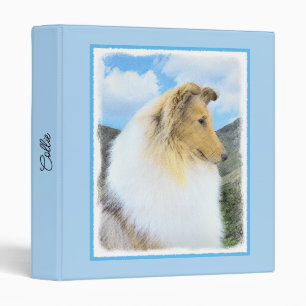 Collie in Mountains (Rough) Painting - Dog Art 3 Ring Binder