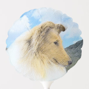 Collie in Mountains (Rough) Painting - Dog Art Balloon