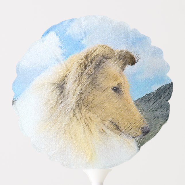 Collie in Mountains (Rough) Painting - Dog Art Balloon (Front)
