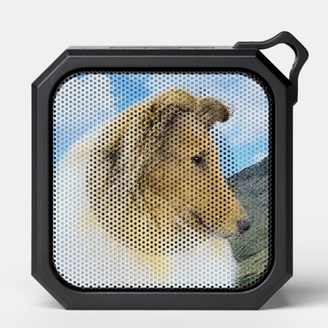 Collie in Mountains (Rough) Painting - Dog Art Bluetooth Speaker (Front)