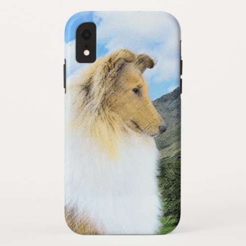 Collie in Mountains Rough Painting _ Dog Art iPhone XR Case