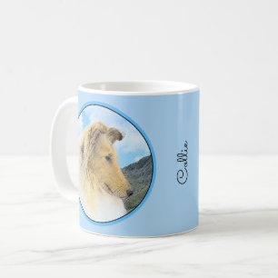 Collie in Mountains (Rough) Painting - Dog Art Coffee Mug