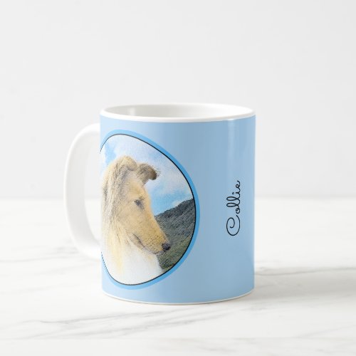 Collie in Mountains Rough Painting _ Dog Art Coffee Mug