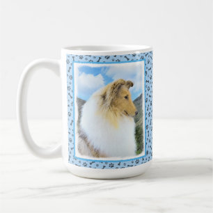 Collie in Mountains (Rough) Painting - Dog Art Coffee Mug