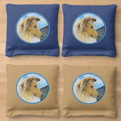 Collie in Mountains Rough Painting _ Dog Art Cornhole Bags
