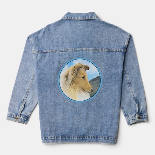 Collie in Mountains Rough Painting _ Dog Art Denim Jacket