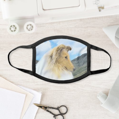 Collie in Mountains Rough Painting _ Dog Art Face Mask