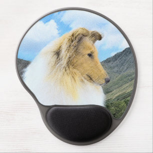 Collie in Mountains (Rough) Painting - Dog Art Gel Mouse Pad