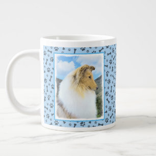 Collie in Mountains (Rough) Painting - Dog Art Giant Coffee Mug