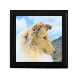Collie in Mountains (Rough) Painting - Dog Art Gift Box