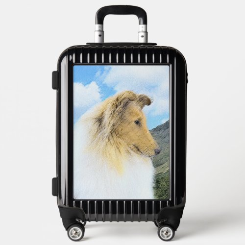 Collie in Mountains Rough Painting _ Dog Art Luggage