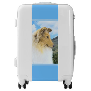 Collie in Mountains (Rough) Painting - Dog Art Luggage