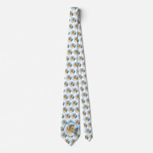 Collie in Mountains (Rough) Painting - Dog Art Neck Tie