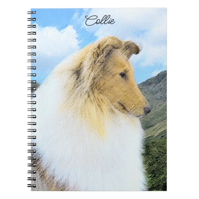 Collie in Mountains (Rough) Painting - Dog Art Notebook (Front)
