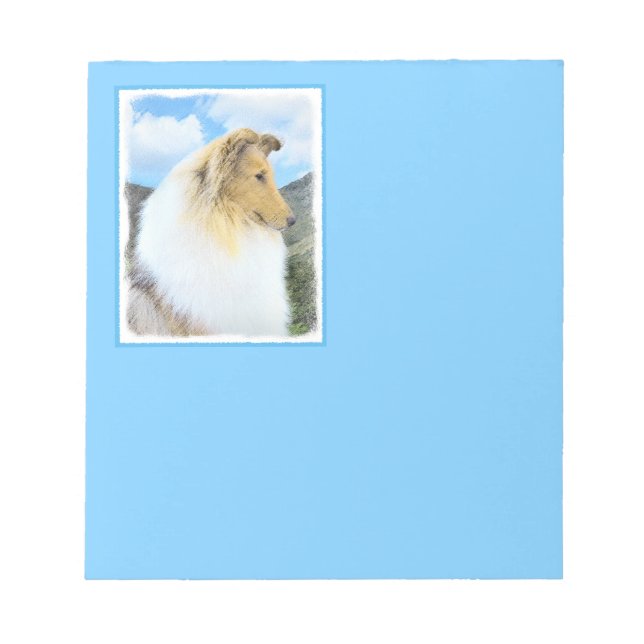 Collie in Mountains (Rough) Painting - Dog Art Notepad (Front)