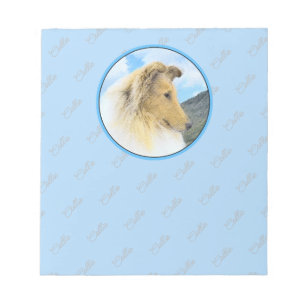 Collie in Mountains (Rough) Painting - Dog Art Notepad