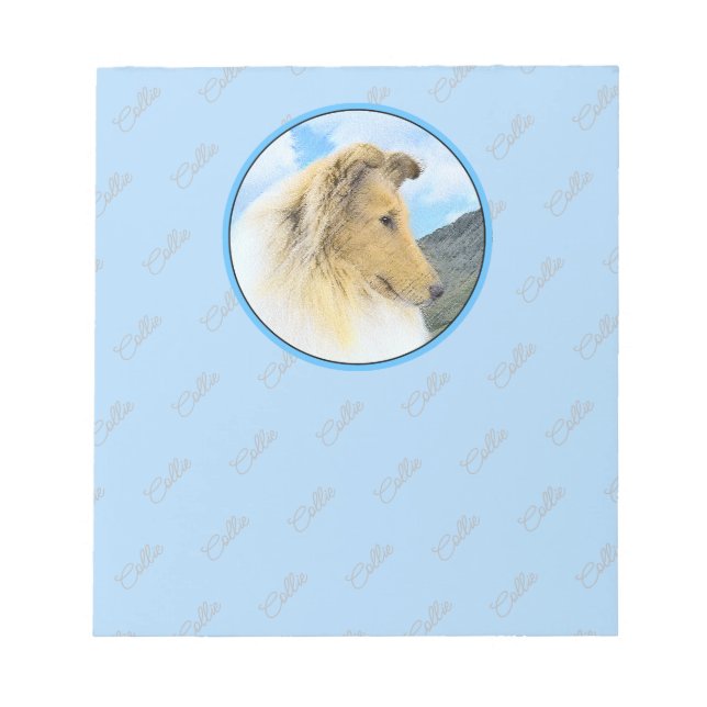 Collie in Mountains (Rough) Painting - Dog Art Notepad (Front)