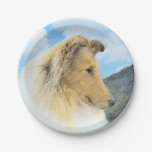 Collie in Mountains (Rough) Painting - Dog Art Paper Plates