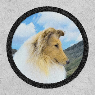 Collie in Mountains (Rough) Painting - Dog Art Patch