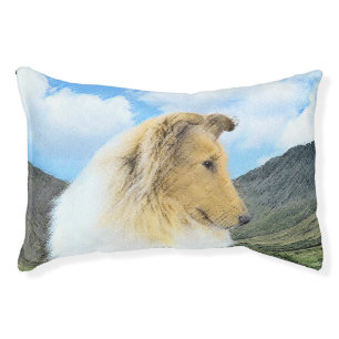 Collie in Mountains (Rough) Painting - Dog Art Pet Bed