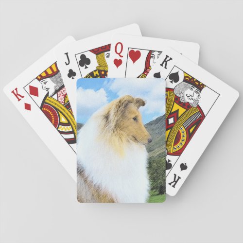 Collie in Mountains Rough Painting _ Dog Art Playing Cards