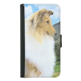 Collie in Mountains (Rough) Painting - Dog Art Samsung Galaxy S5 Wallet Case